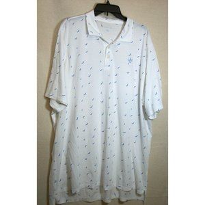 B Draddy Men's Polo shirt White/blue print sz 2XL